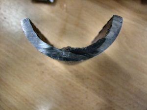 thick deposit at internal surface associated with metal loss